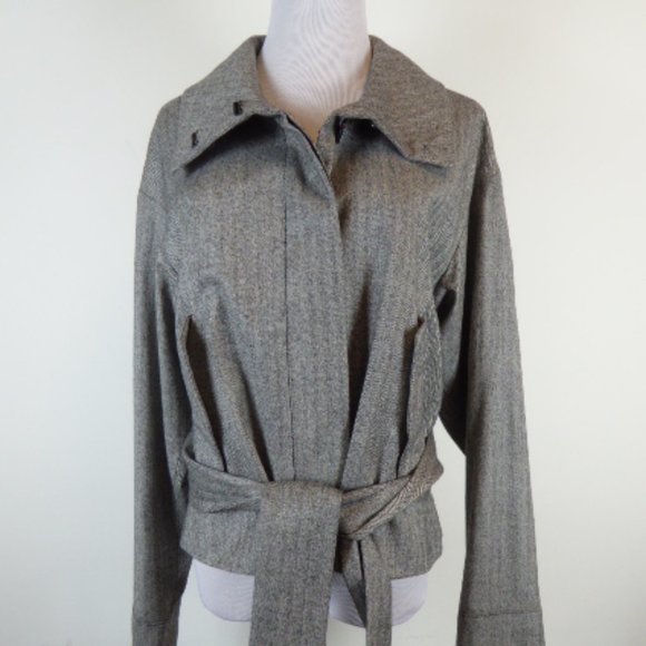 CLUB MONACO herringbone wool high neck jacket L - Picture 10 of 10